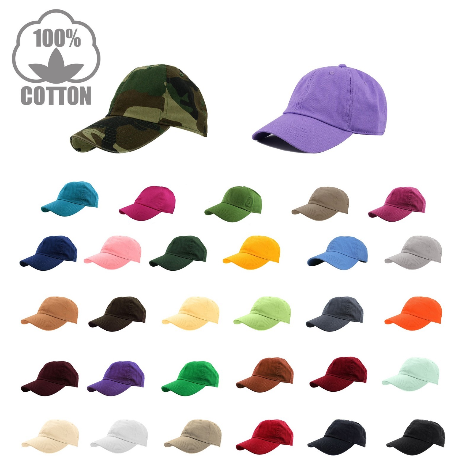 Plain Cotton Baseball Cap Polo style Washed Adjustable SHIP in BOX!