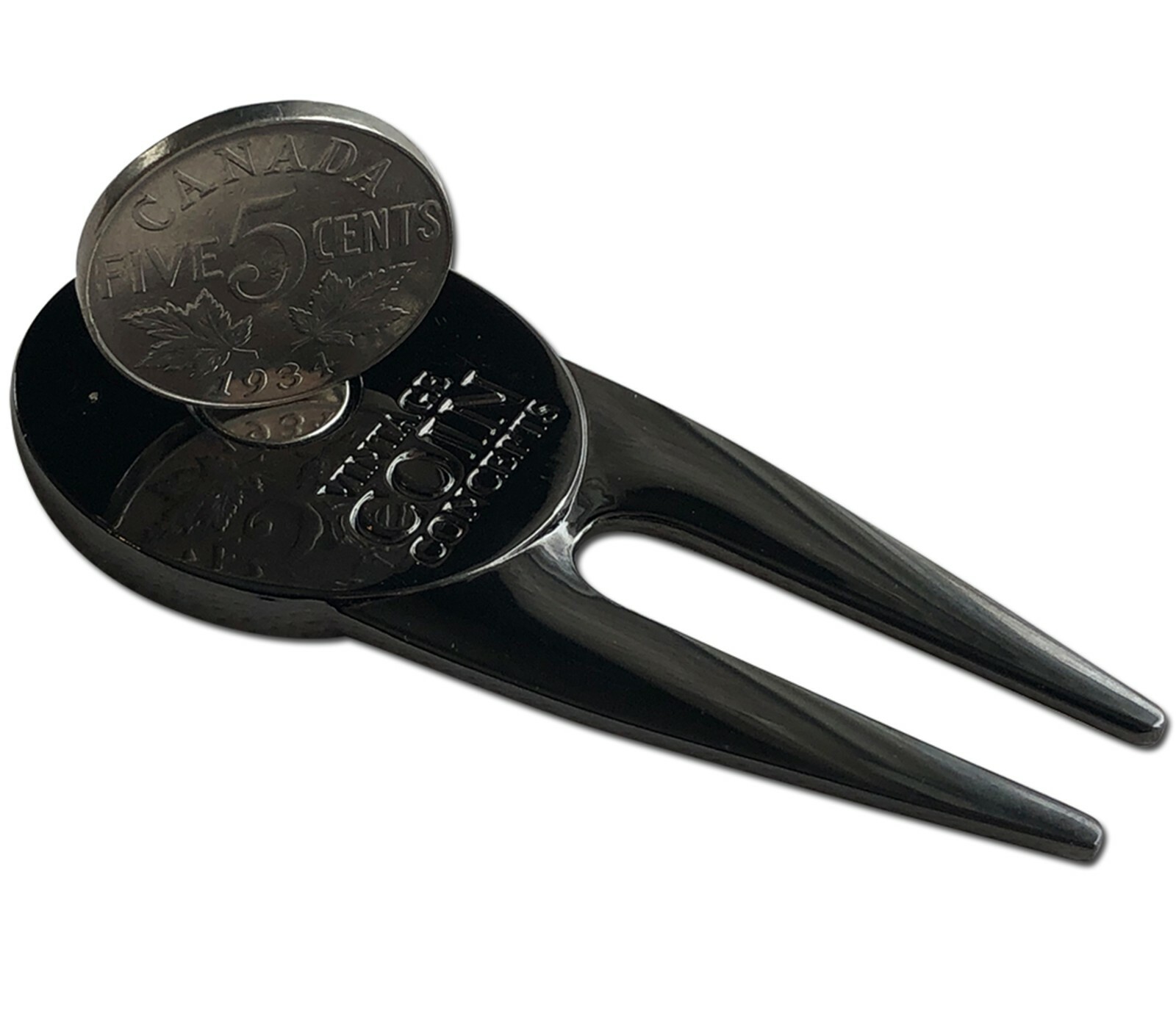 Canadian Divot Repair Tool & Ball Marker with Pre-1937 Canadian Nickel