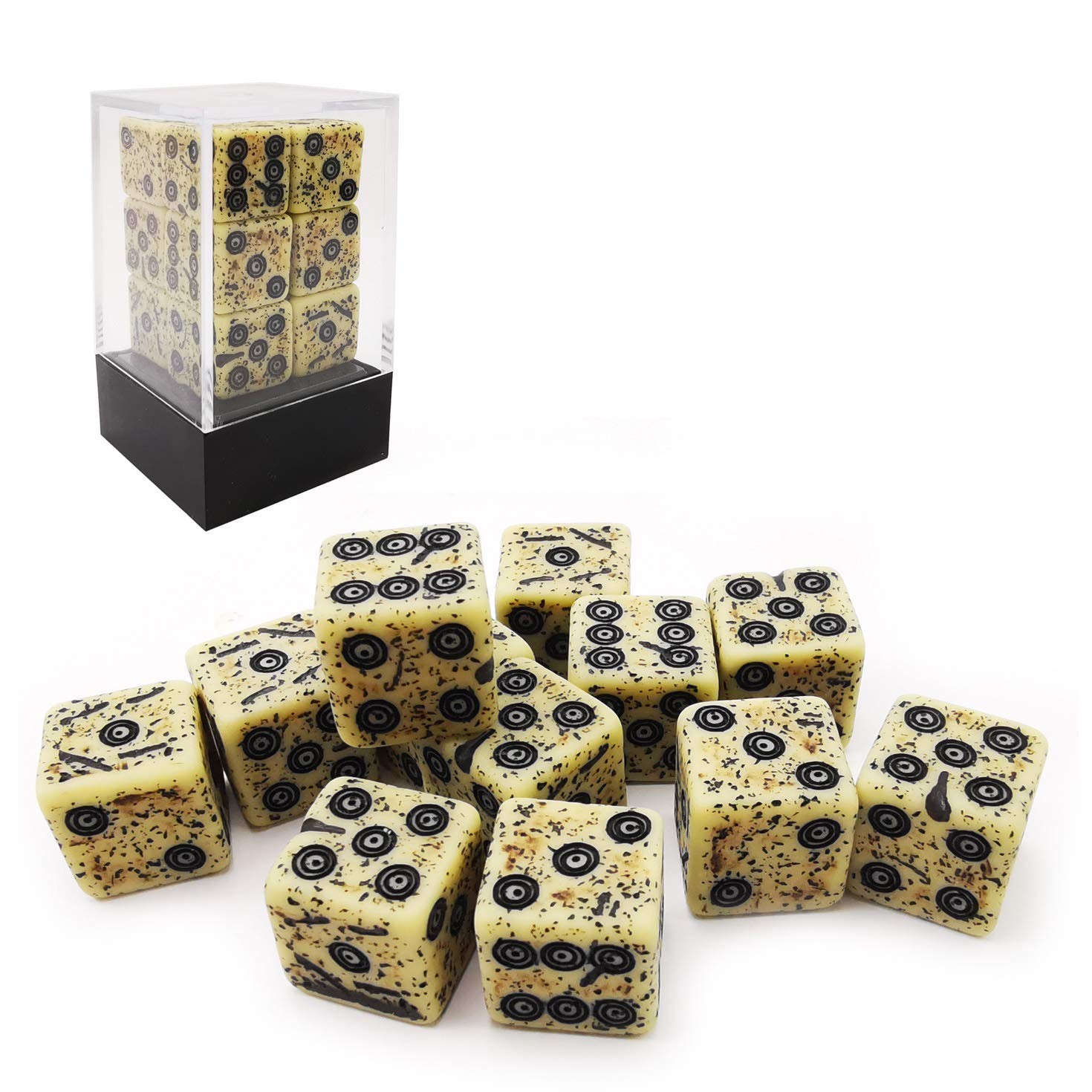 Bescon Old Looking Ancient Bone Dice D6 16mm 12pcs Set, 16mm Six Sided Die (1...