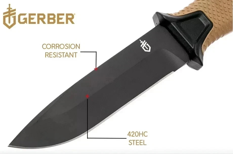 Gerber StrongArm - Fixed Blade, Full Tang Knife - Brown, Plain Edge