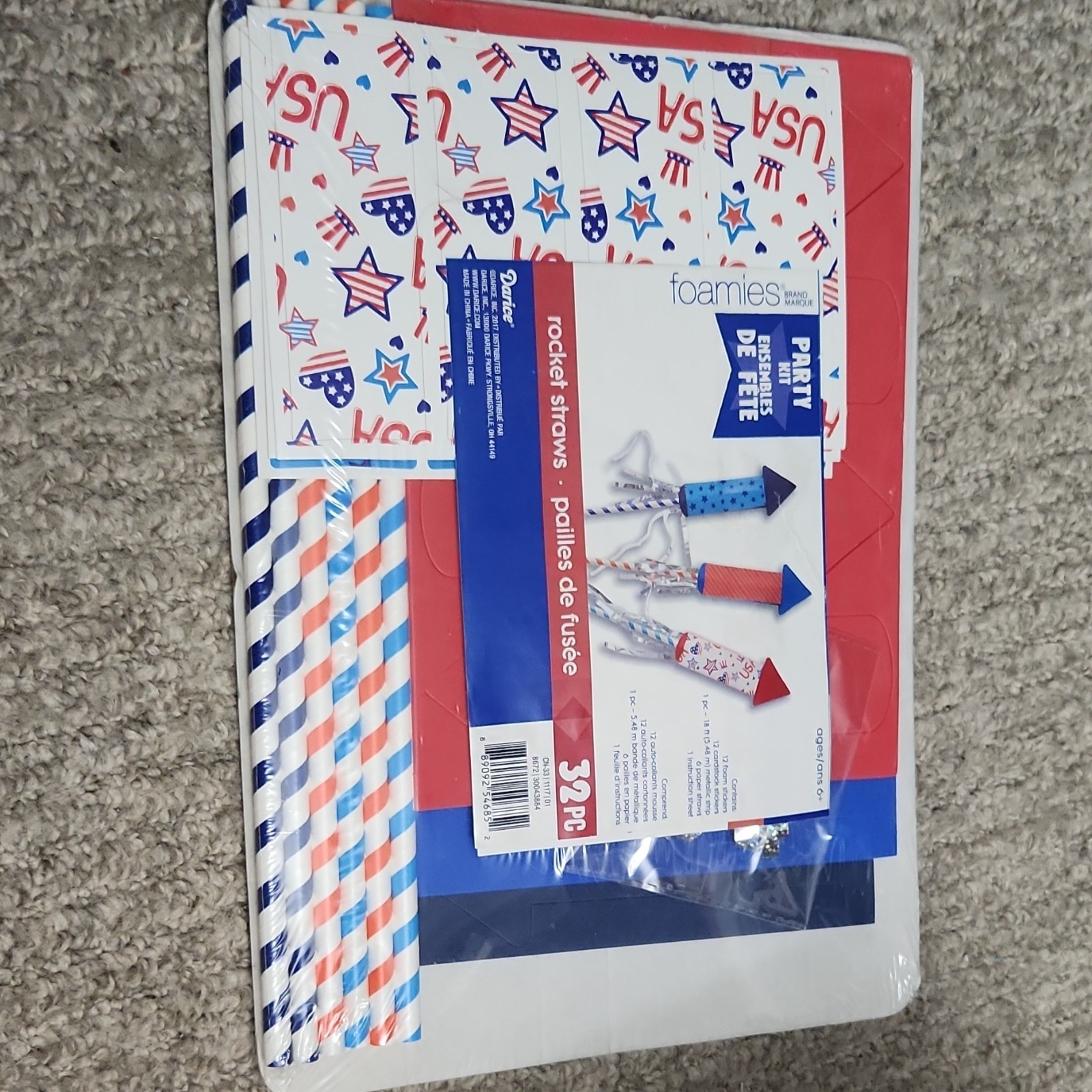 Darice Foamies Patriotic Craft Foam Sheets Red White Blue USA Rocket Kit 32pc