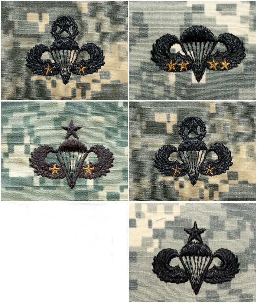 5 Pack -  Army Airborne Combat Parachutist Award Embroidered Sew-On ACU Patches