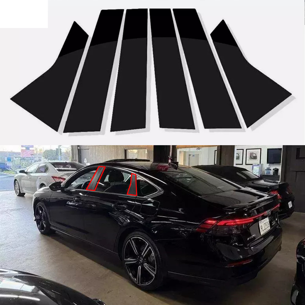 6Pcs Black Door Window Cover Pillar Posts Cover For Honda Accord 2023-2026