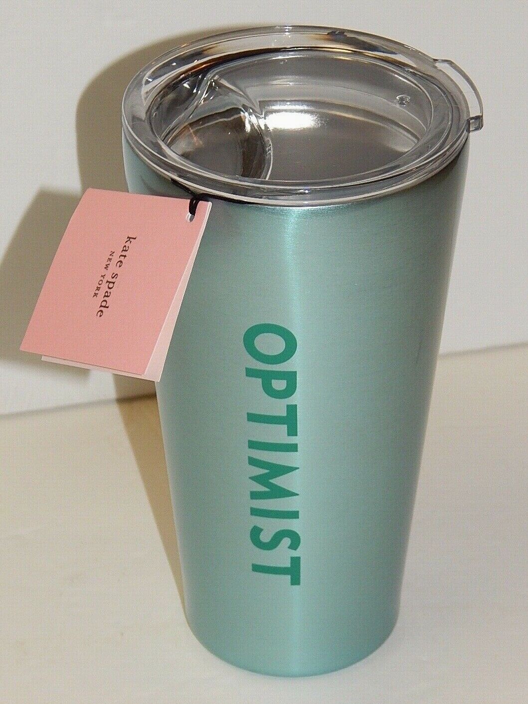 KATE SPADE NY MADE FOR ME OPTIMIST STAINLESS STEEL TUMBLER TRAVEL MUG 20 OZ NEW