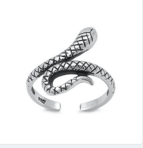 Snake cobra sterling silver toe rings