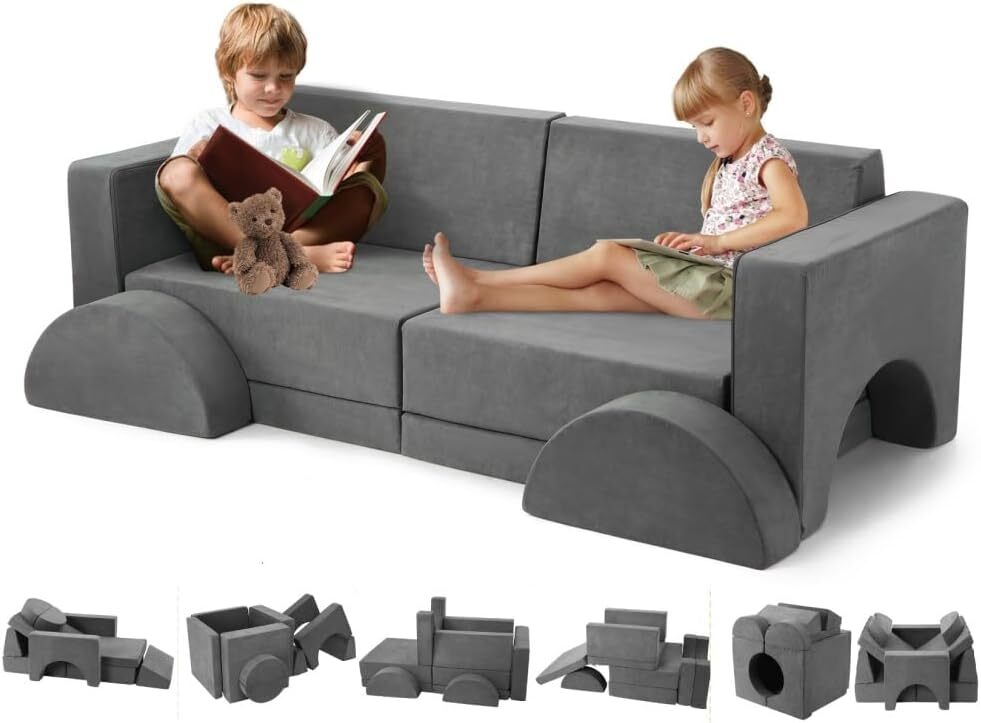 Creative Modular Kids Play Couch 8-Piece Toddler Sofa Set for Bedroom & Playroom