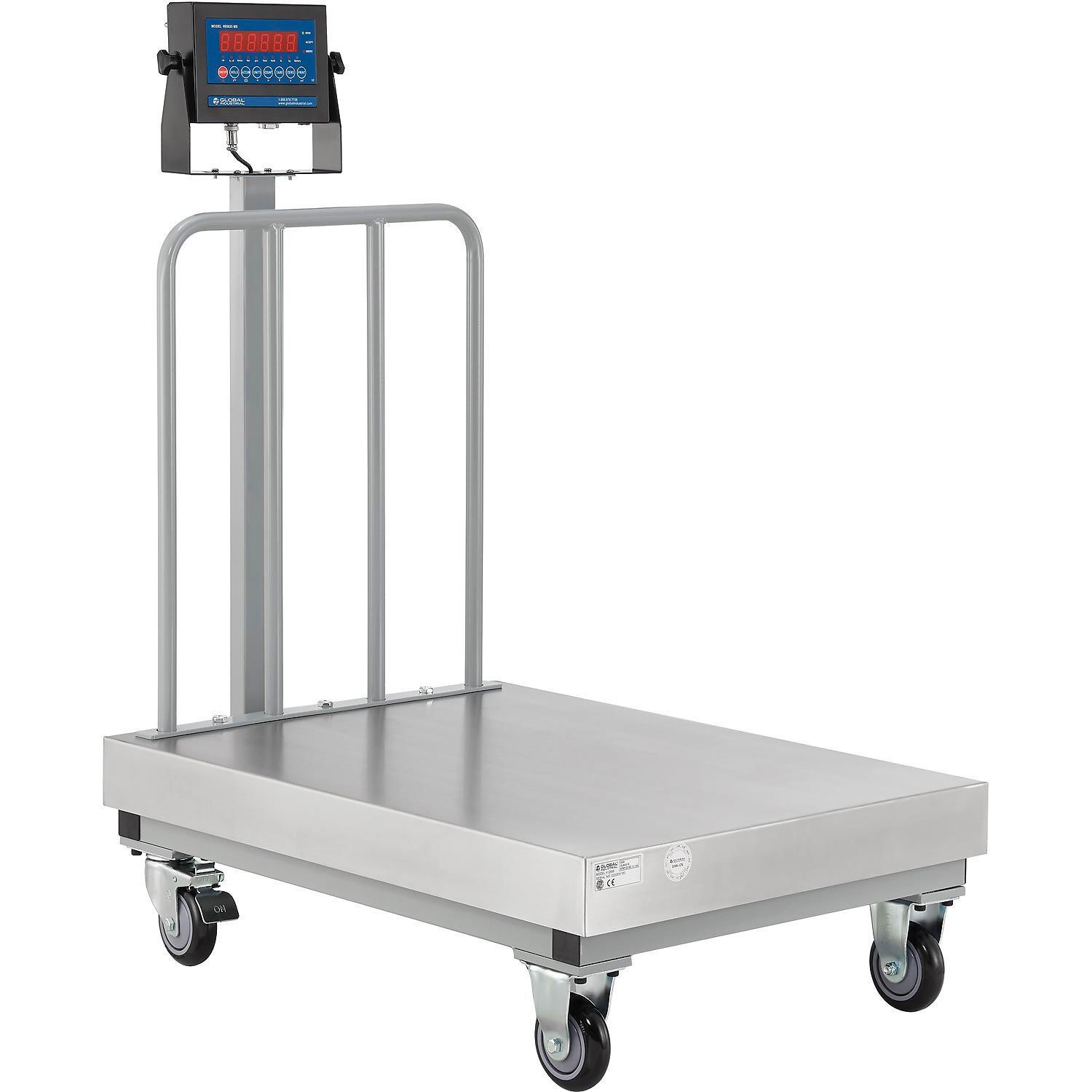 Global Industrial NTEP Mobile Bench Scale with Backrail and LED Display 1000 lb