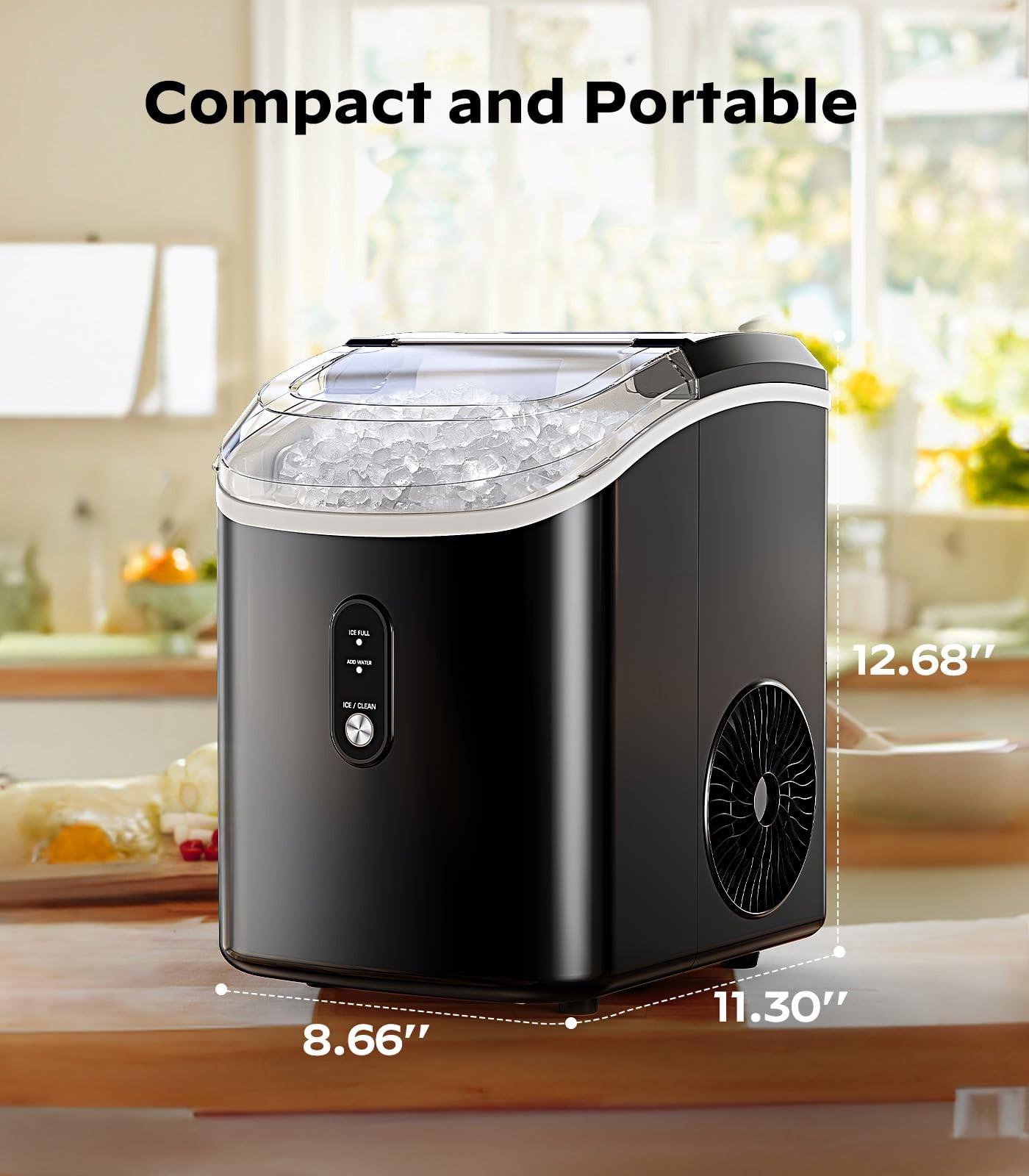 Nugget Ice Maker Countertop, Pellet Ice Machine with Self-Cleaning Function, ...
