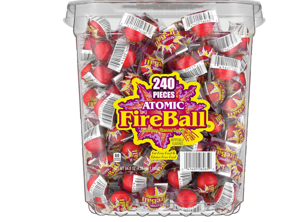 Wonka Atomic Fireball, Candy, Cinnamon Flavor, Individually Wrapped, 64.8oz (240
