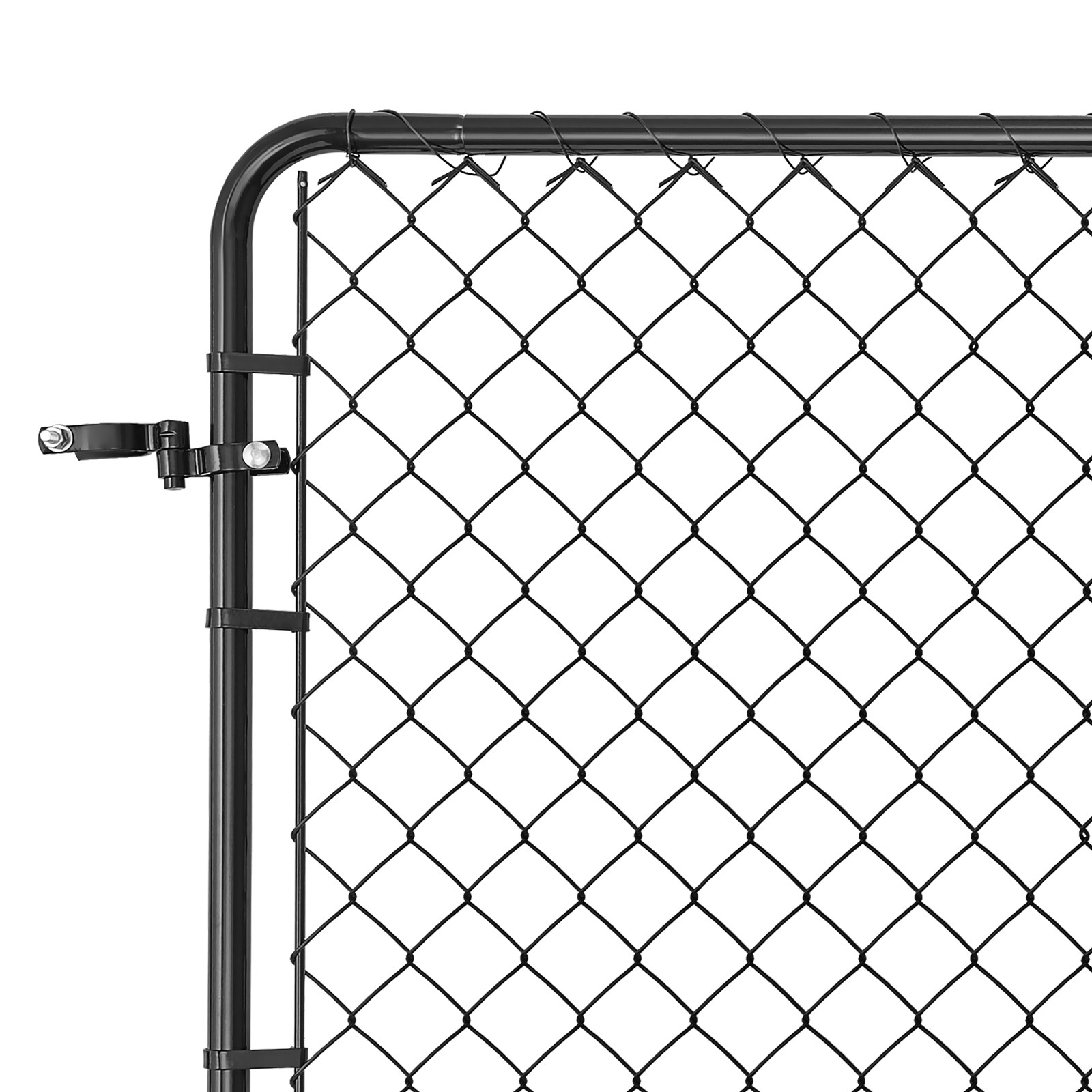 Black Chain Link Fence Gate Adjustable for 2.2-6 ft Yard Openings, Quick Install