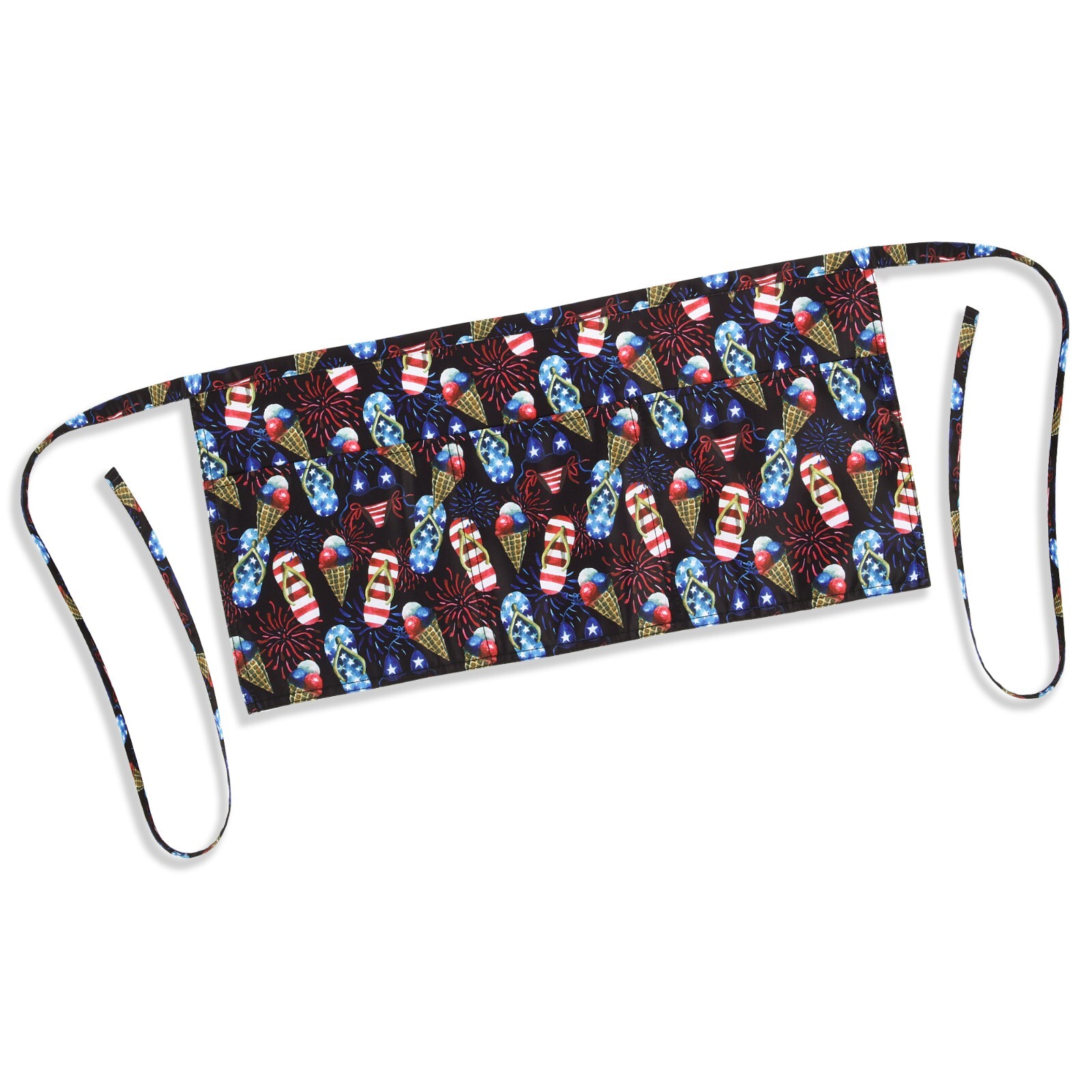 Waterproof Patriotic Fourth of July Half Waitress Server Apron with Pockets