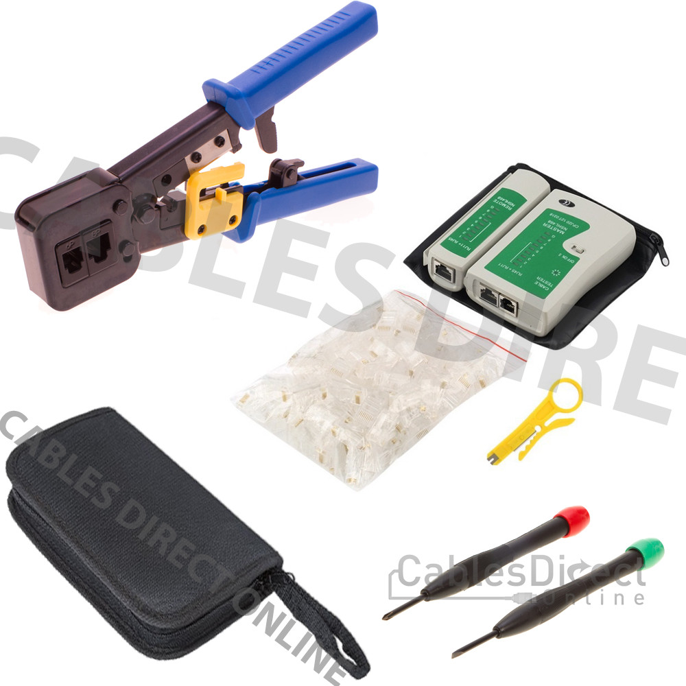 Cat6 Cat5 Quick Connector LAN Network Tool Kit Cable Tester Crimper Set RJ45