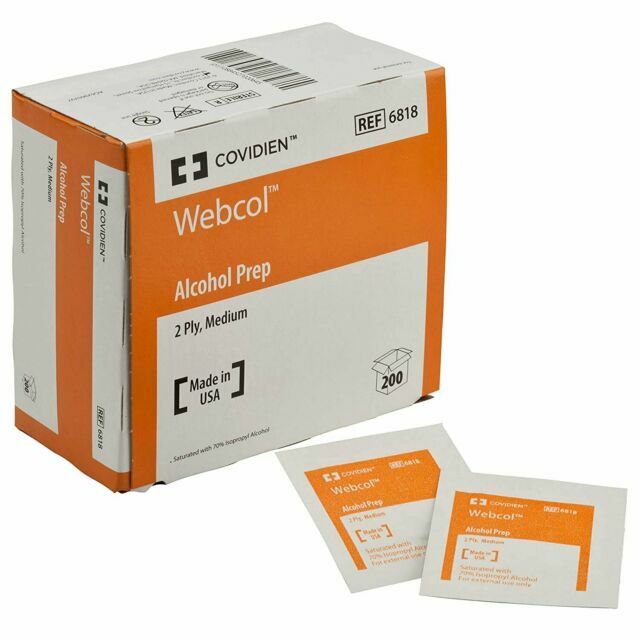 Webcol Alcohol Wipes Sterile Prep Pads 200 Medium