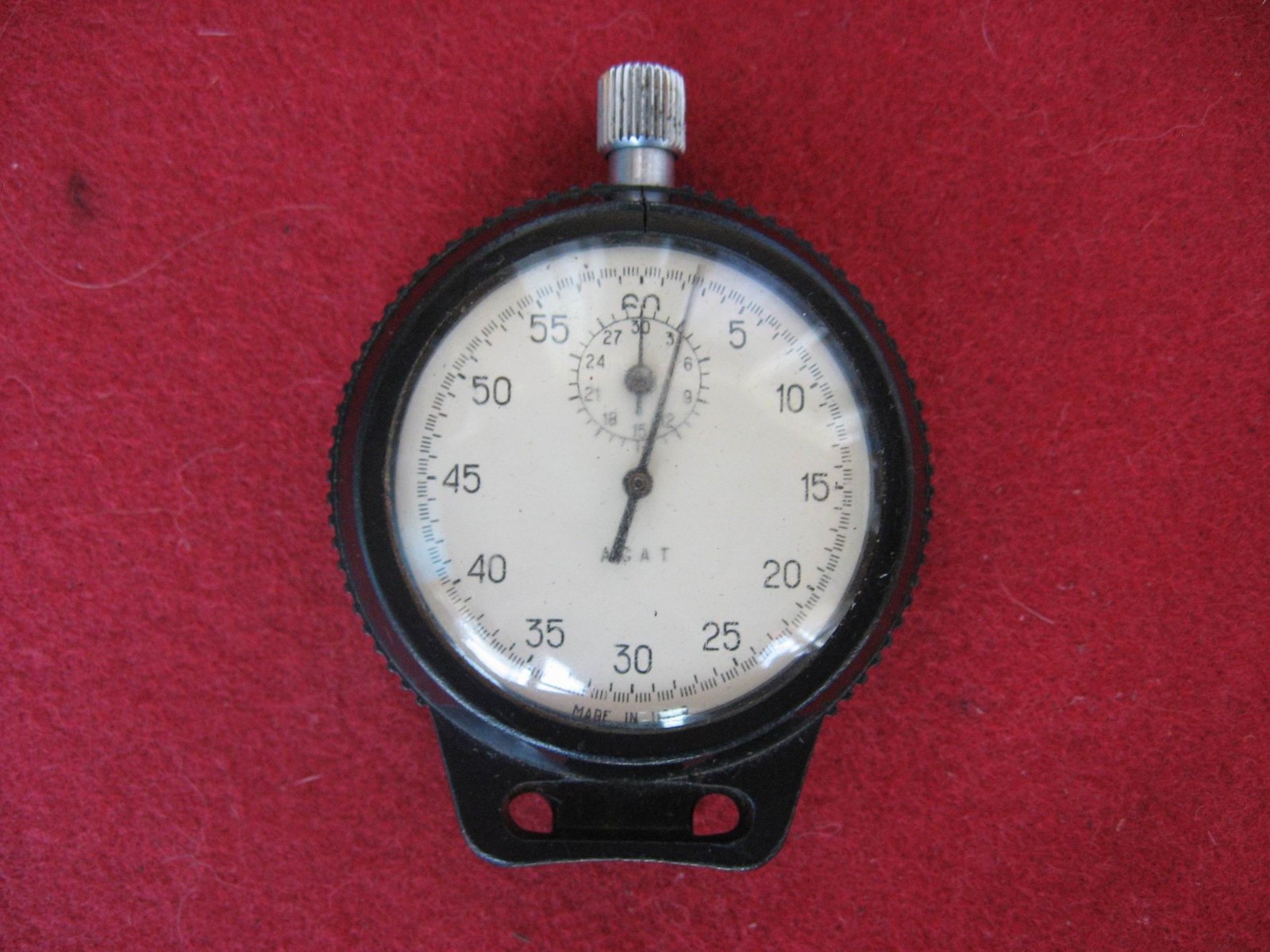 Soviet Mechanical Stopwatch AGAT USSR Black Plastic Working Minimal Wear a