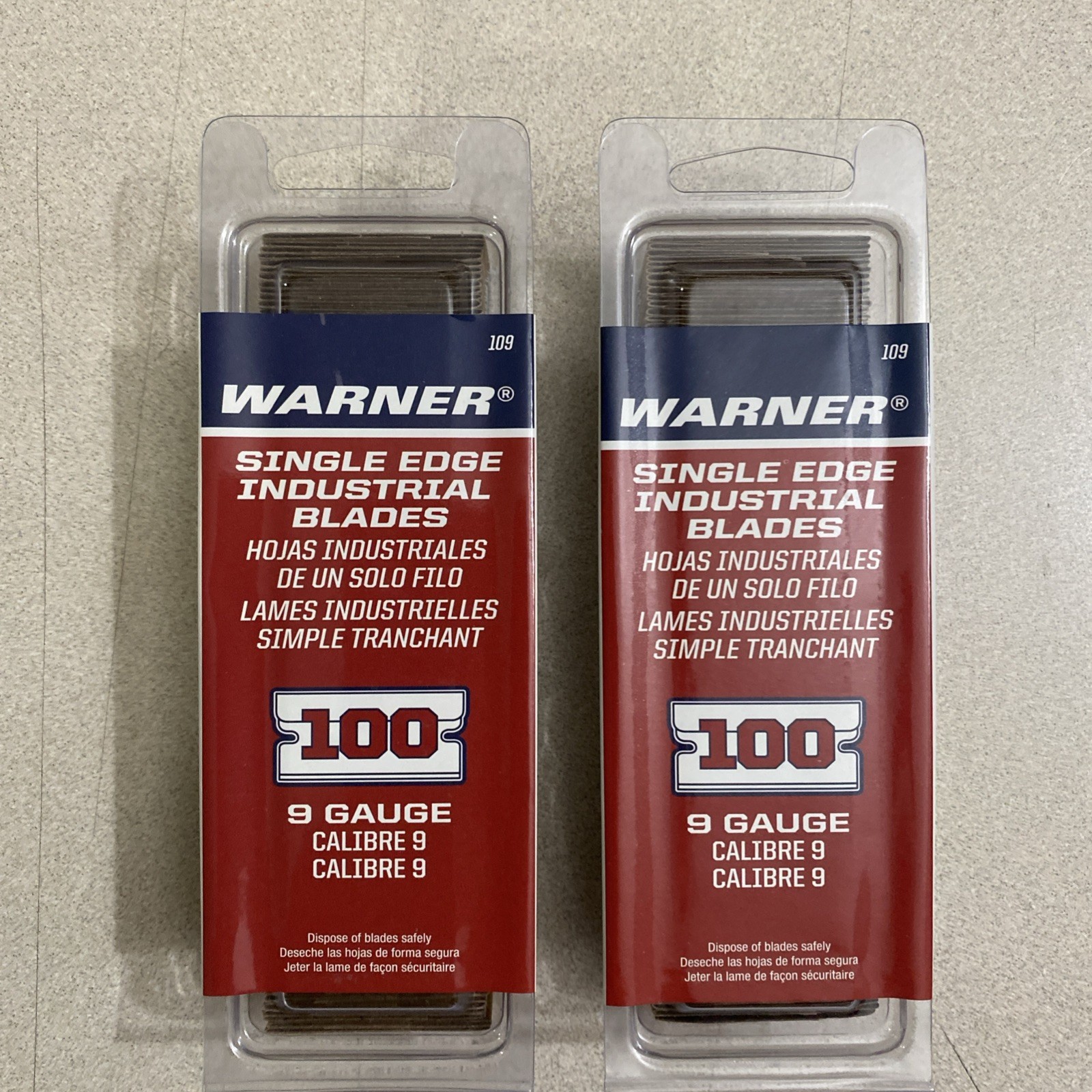 (2) PACKS of 100- Pack Warner 1.55" Steel Straight Replacement Utility Blades