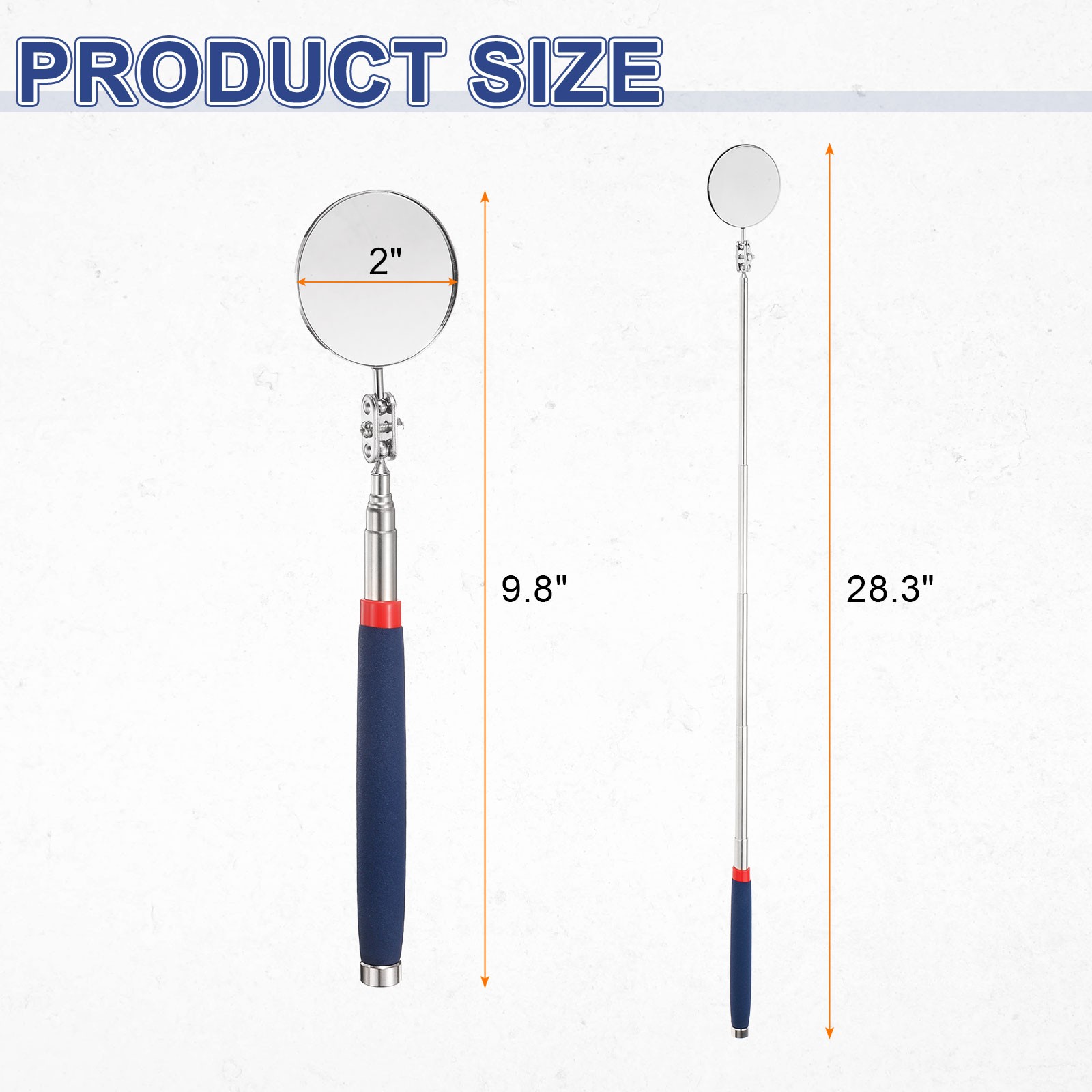 Telescoping Inspection Mirror 2" Round Extendable Mirrors, Blue