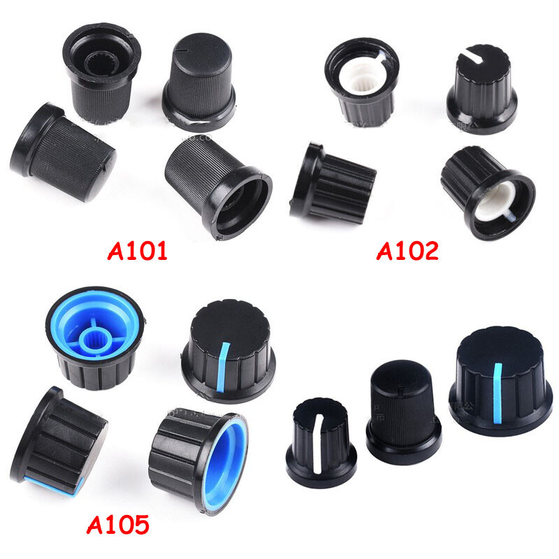 10/20/50x 6mm Insert Shaft Plastic Potentiometer Rotary Pointer Control Knob Pot