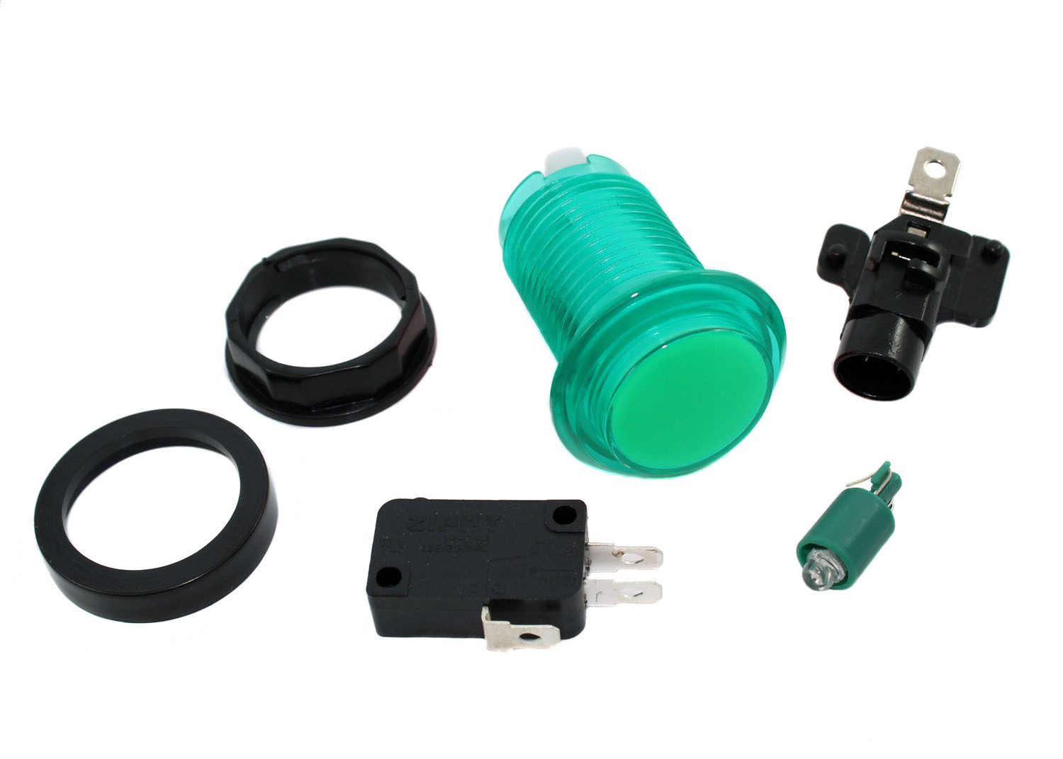 Green LED Arcade Pushbutton with Translucent Bezel