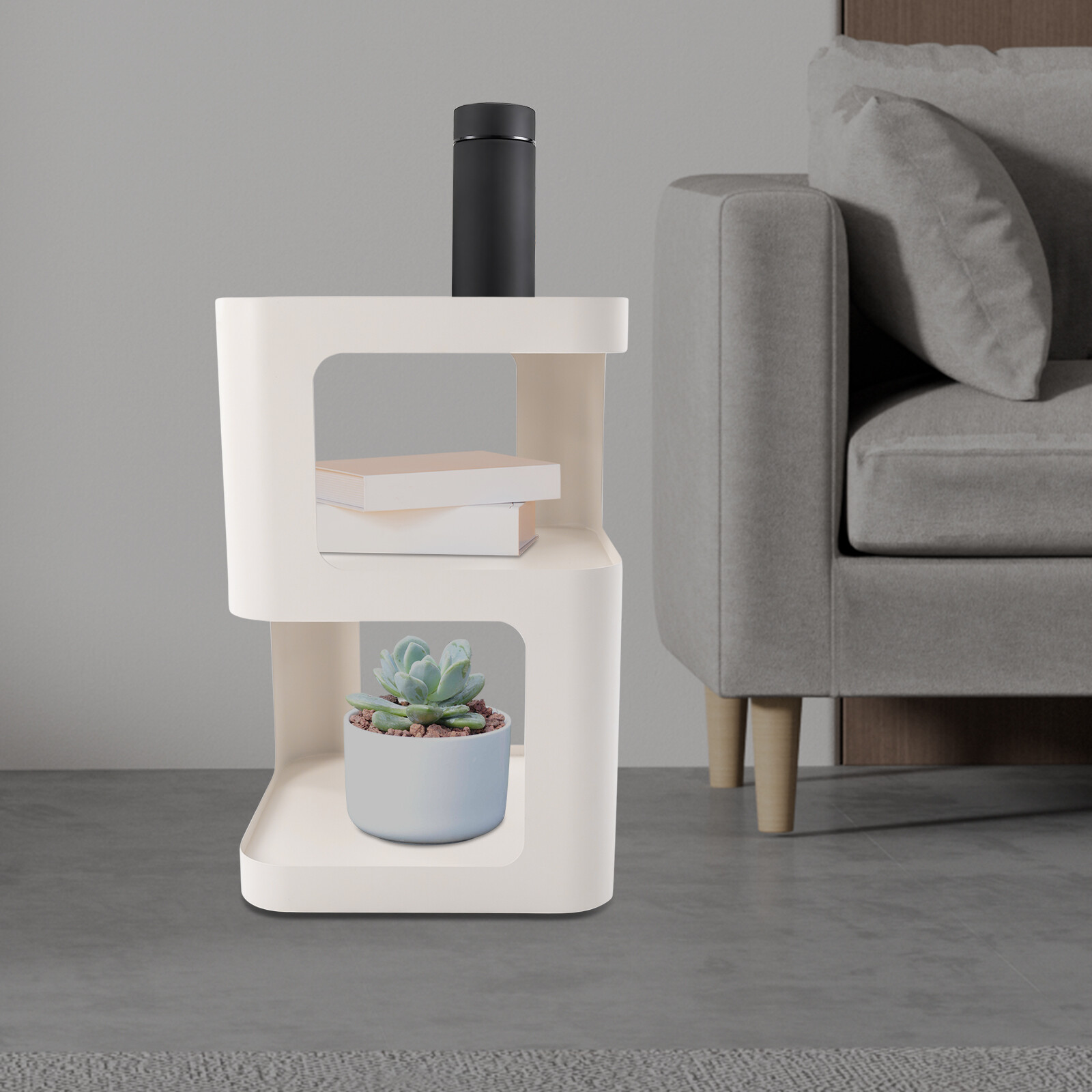 3 Tier Side Table Modern Coffee Table Sofa Bedside Table Storage Organizer White