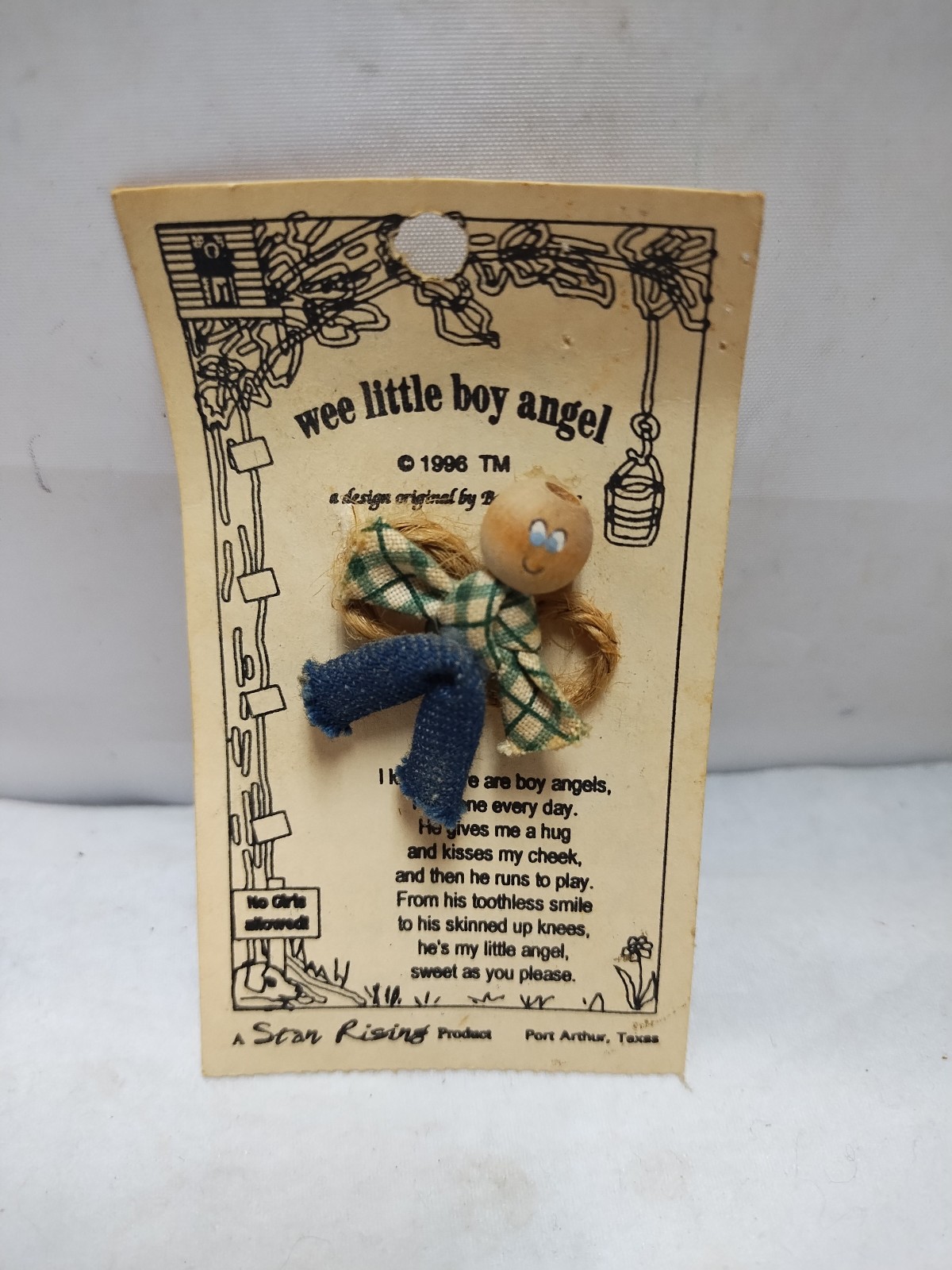 Vintage Star Rising 1996 Wee Little Boy Angel Pin with Cardstock Backing