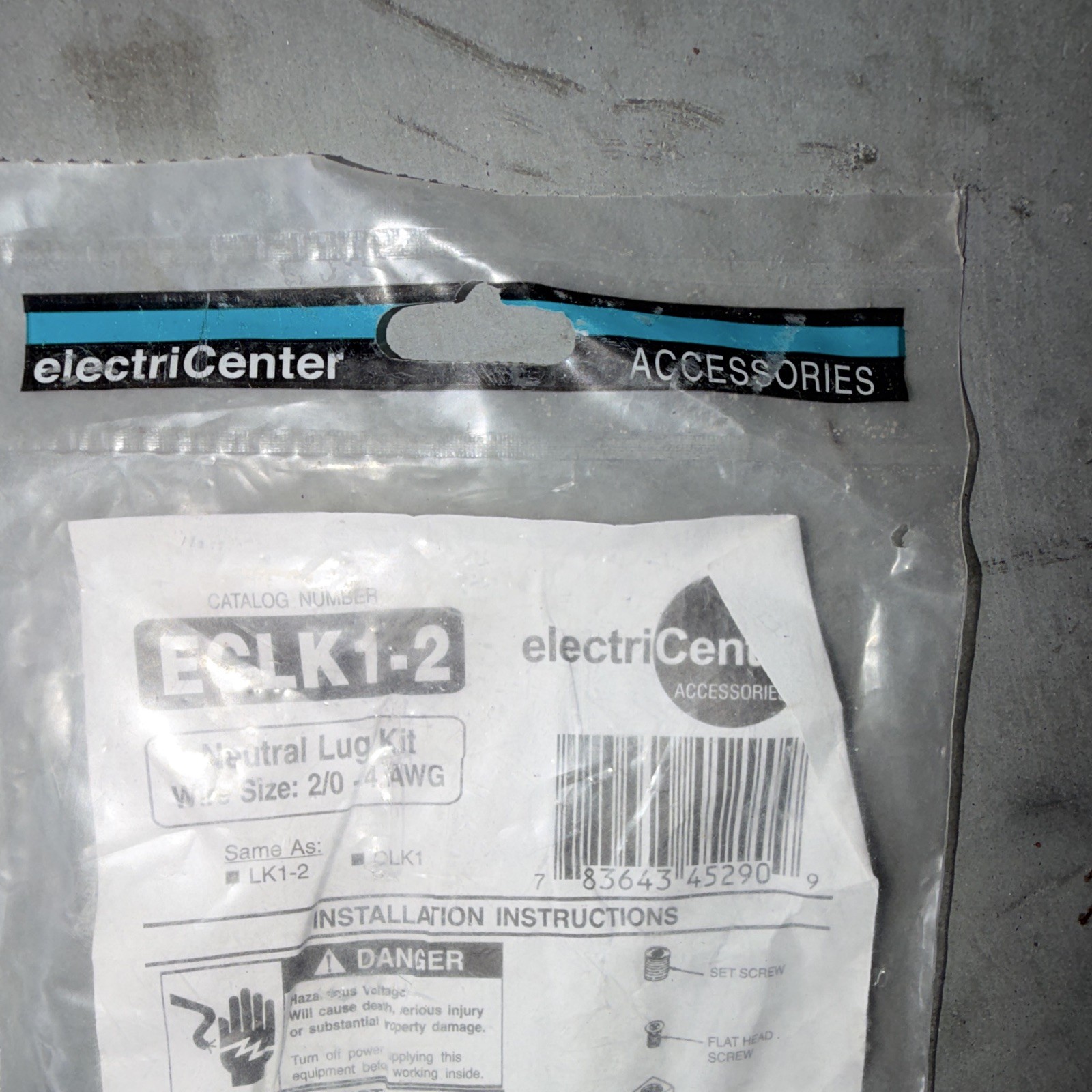 electriCenter ECLK1-2 Neutral Lug Kit 2/0-4 AWG, Branch Circuit, Rectangular