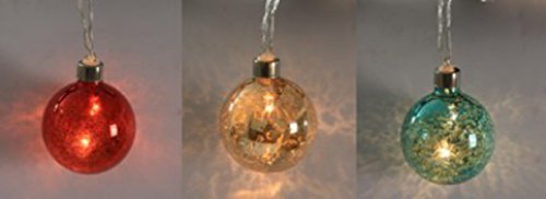 10ct Battery 60" String Lights Crackle Ball Christmas Tree Ornament Party Bulb