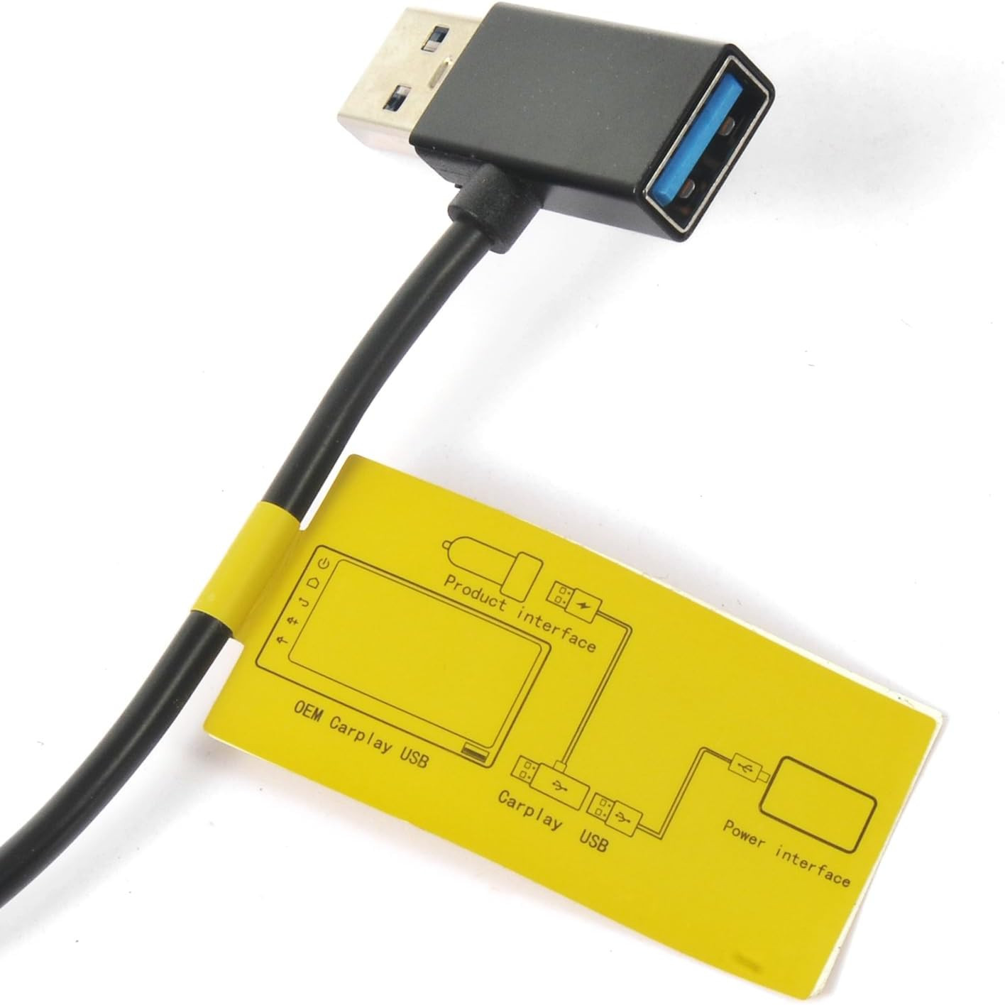 USB Splitter USB Power Data Adapter Y-Cable Black for Android Auto Wireless Carp