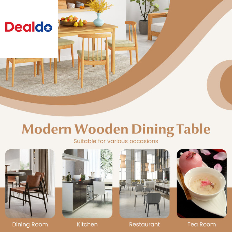 48 Inch Solid Wood Dining Table with Rubber Wood Supporting Legs for Kitchen Din