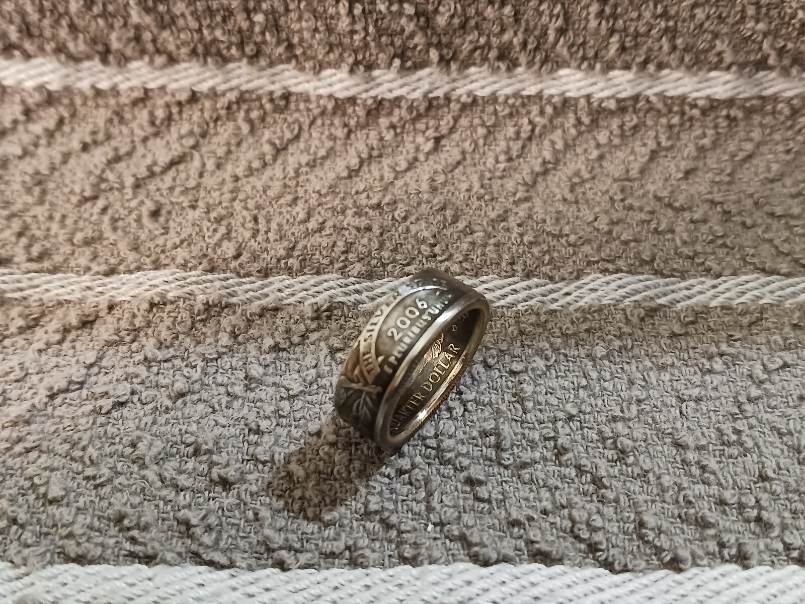Nevada Handcrafted Washington Quarters coin ring, size 6 1/2 2006