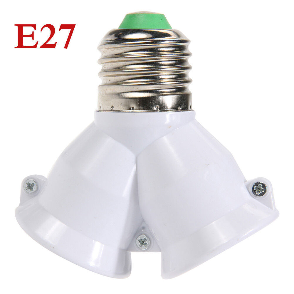2 in 1 E27 Lamp Socket Splitter Adapter Light Double Y Bulb Base Stand Holder