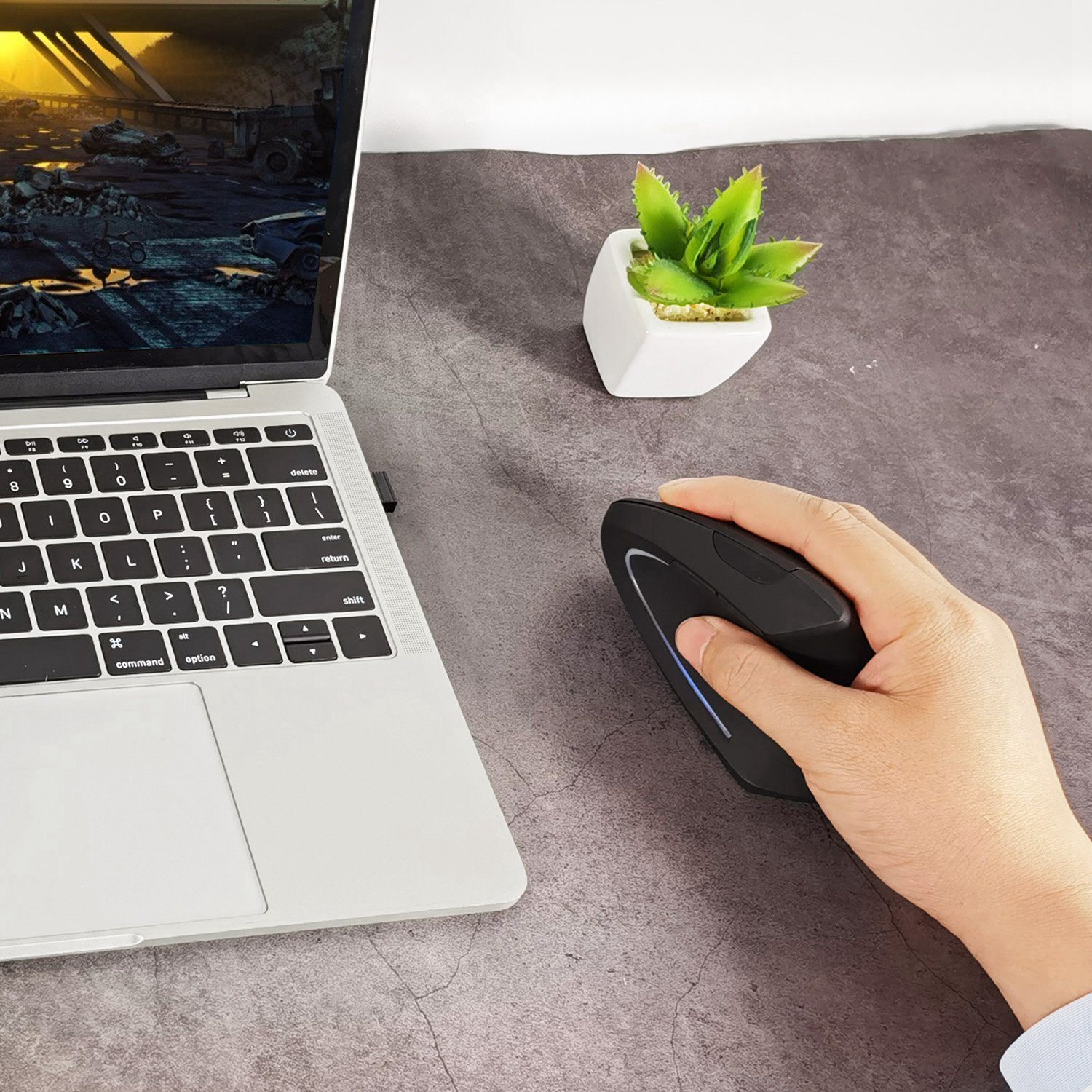 Vertical Wireless Mouse -Rechargeable Optical Vertical Mice with 3 Adjustable
