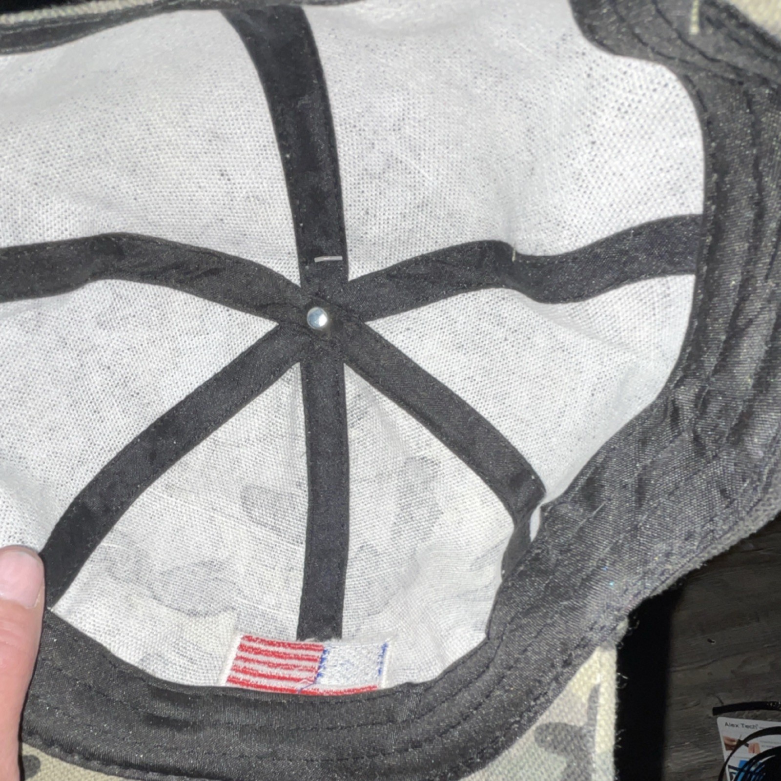 Camouflage Ball Cap Gray Black Green with American Flag Patch