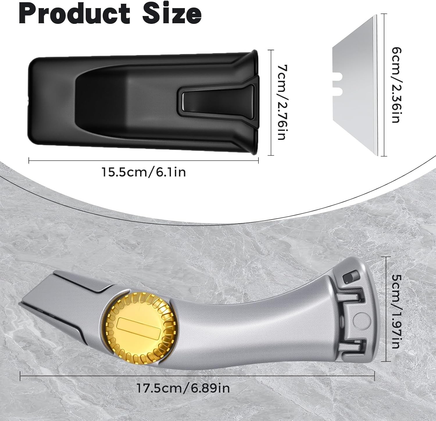 4 Pcs Silver Fixed Blade Roofing Knives with Replacement Blades, Vinyl