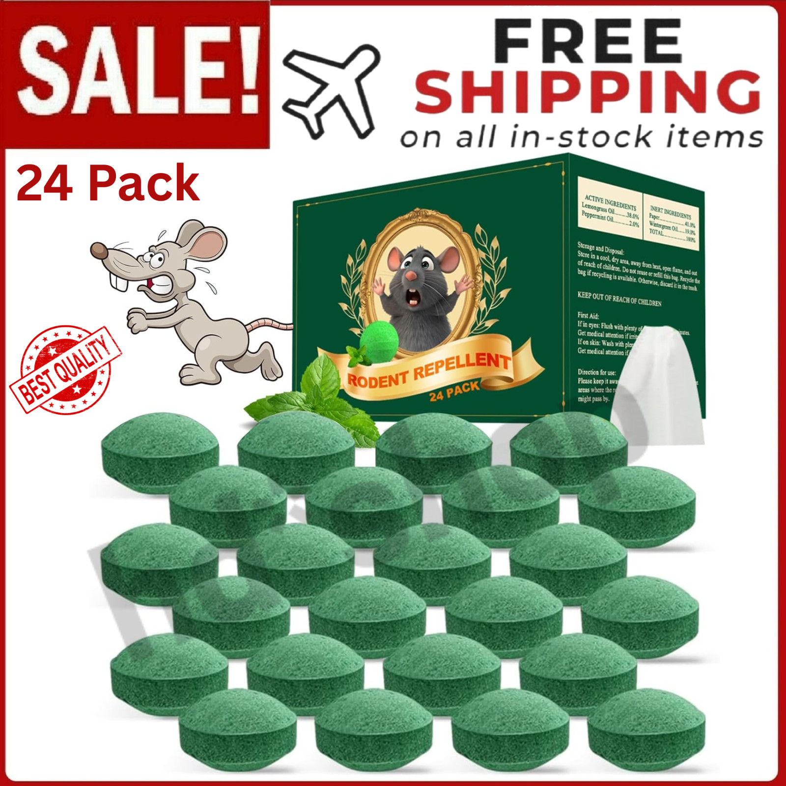 Natural Rodent Repellent Peppermint Oil Balls 24 Pack Mouse Mice Pest Deterrent