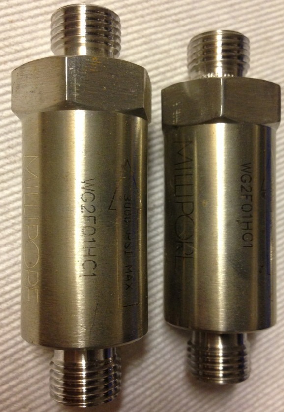 MILLIPORE WAFERGARD II INLINE GAS FILTER WG2F01HC1, Lot Of 2, 1/4" VCO, H#16