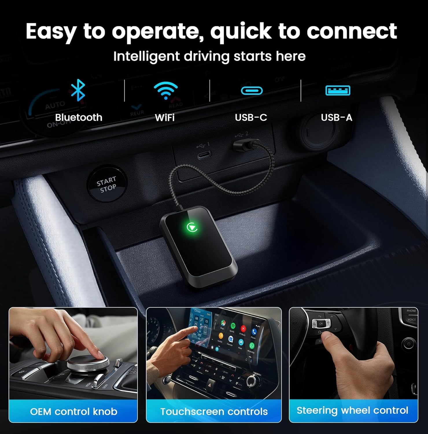 Lincisoonic Wireless CarPlay Adapter for iPhone - Wired to Wireless, Fast Red