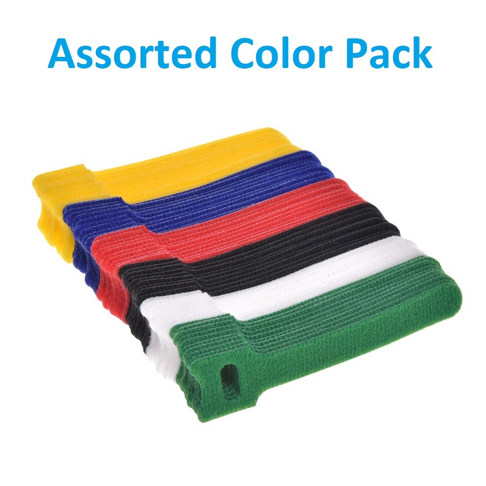 5 Pack of 4" Hook and Loop Wrap Strap 1/2" Width Assorted colors , 60pc Pack