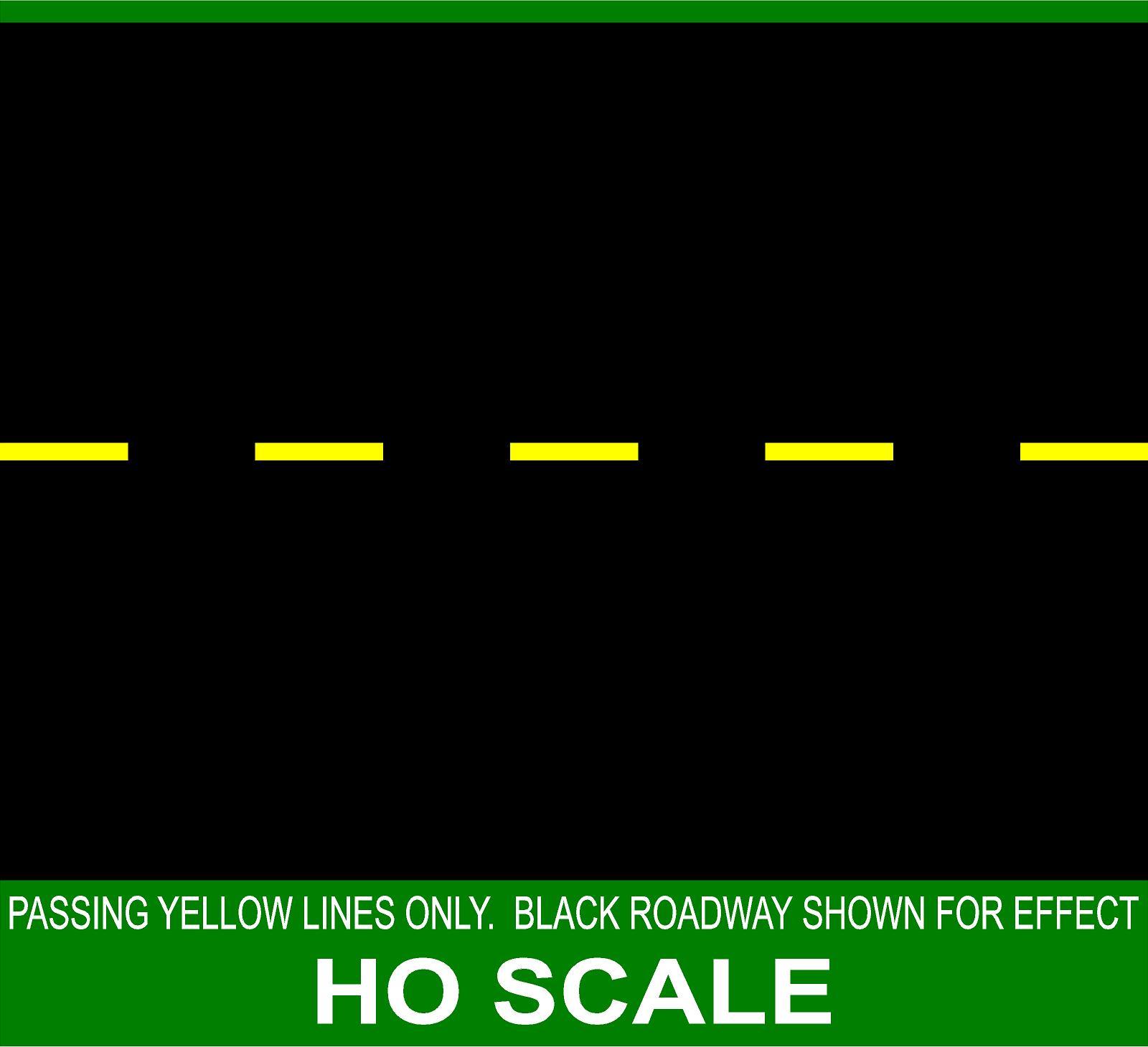HIGHWAY STREET PASSING YELLOW LINES FOR 1/87 HO SCALE TRAIN GARDEN LAYOUTS