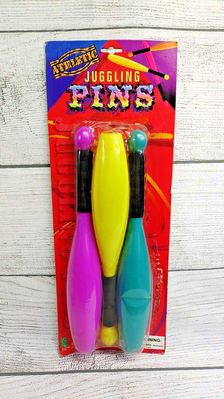 Vintage 1996 Athletic Plastic Juggling Pins Multi-Wise Polyfect Toys #9612 NOS