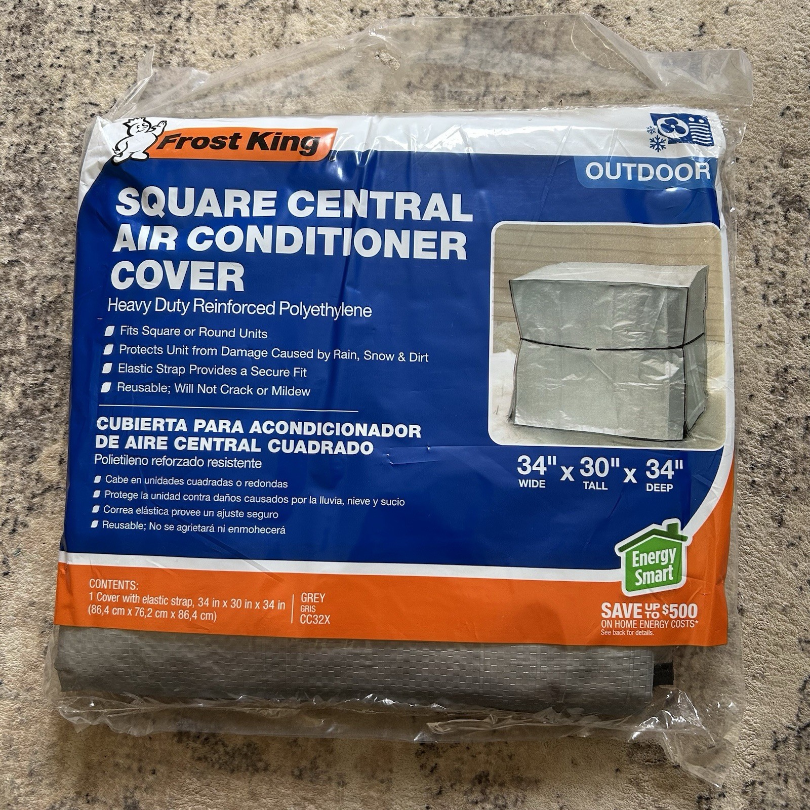 FrostKing 30in. H x 34in. W Polyethylene Gray Square Air Conditioner Cover