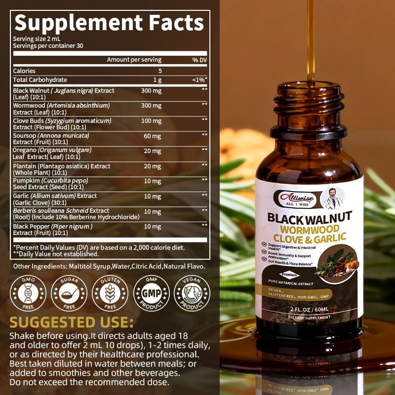 Parasite Cleanse Tincture/Extract-Wormwood, Black Walnut Hull, Clove 4oz