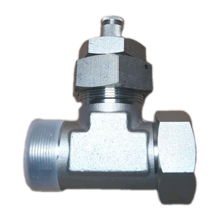 DKO M52 x 2.0 - 38S Heavy Duty Hydraulic Test Tee 24° Cone Swivel Run Connector