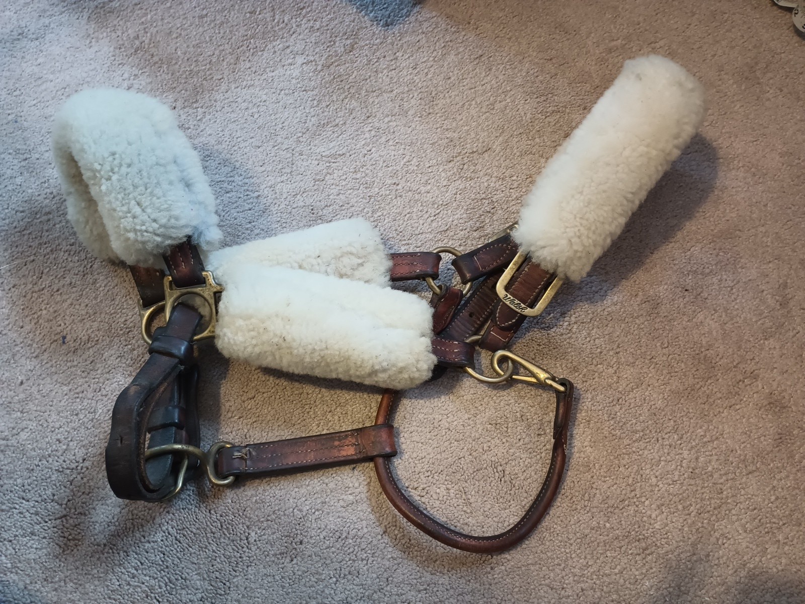 Walsh Leather Kentucky Shipping Halter with Removable Real Sheepskin Horse #9747
