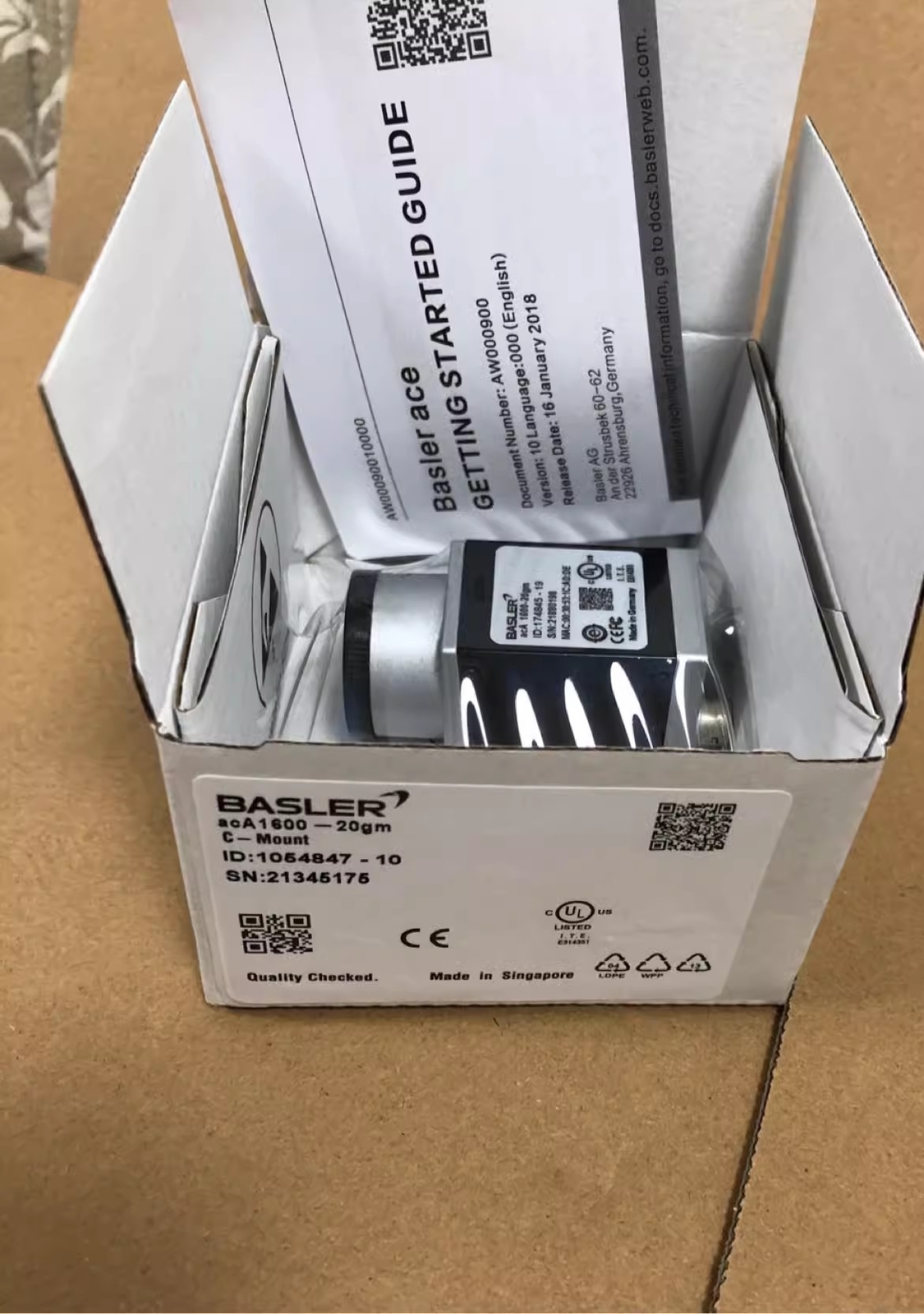 1pcs Basler acA1600-20gm Industrial Camera 200W pixel