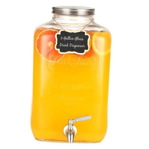 2 Gallon Glass Drink Dispensers - Water Dispenser for Parties 2 Gallon No Stand