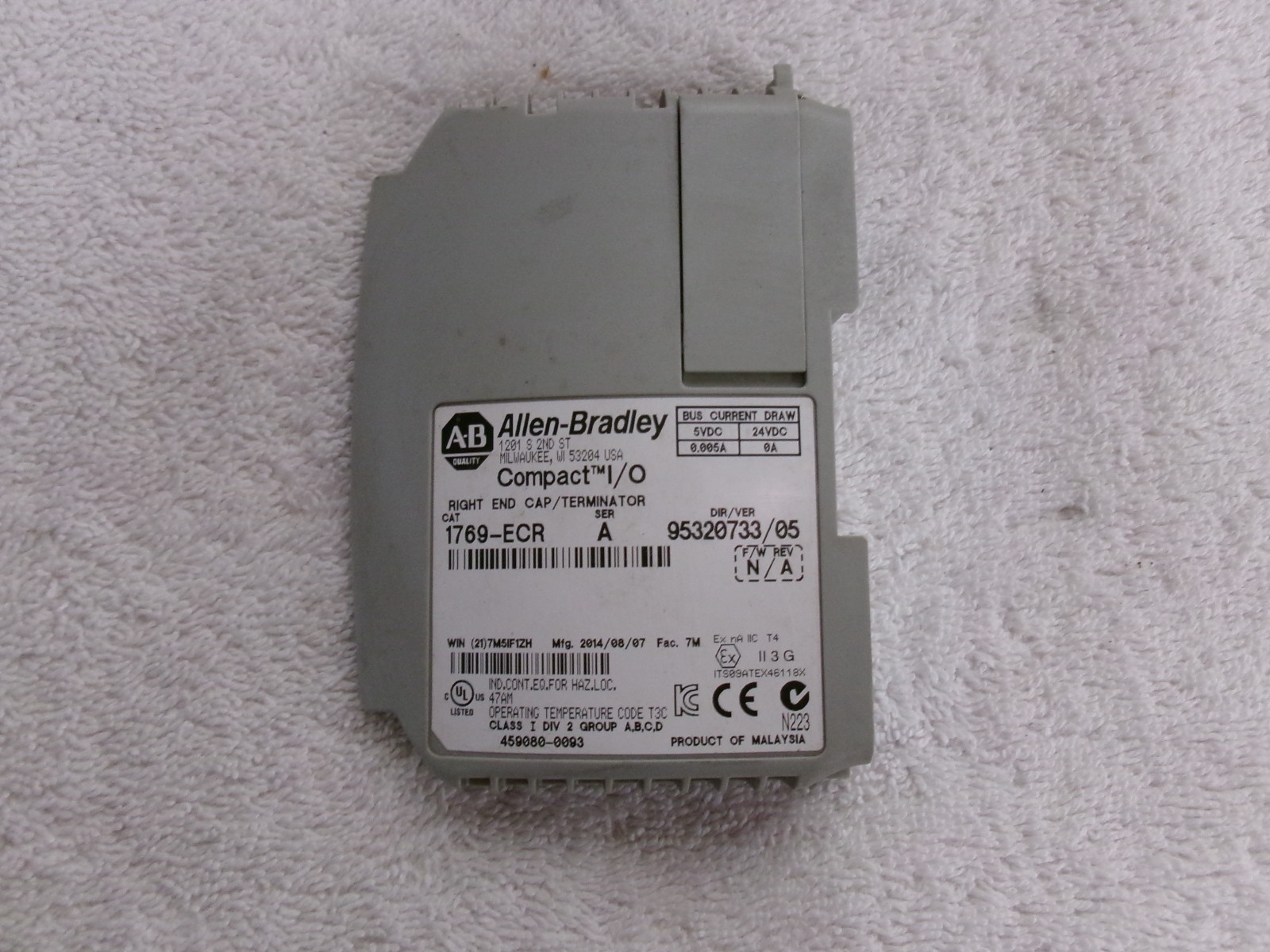 Allen Bradley Compact I/O Right End Cap / Terminator 1769-ECR Ser A
