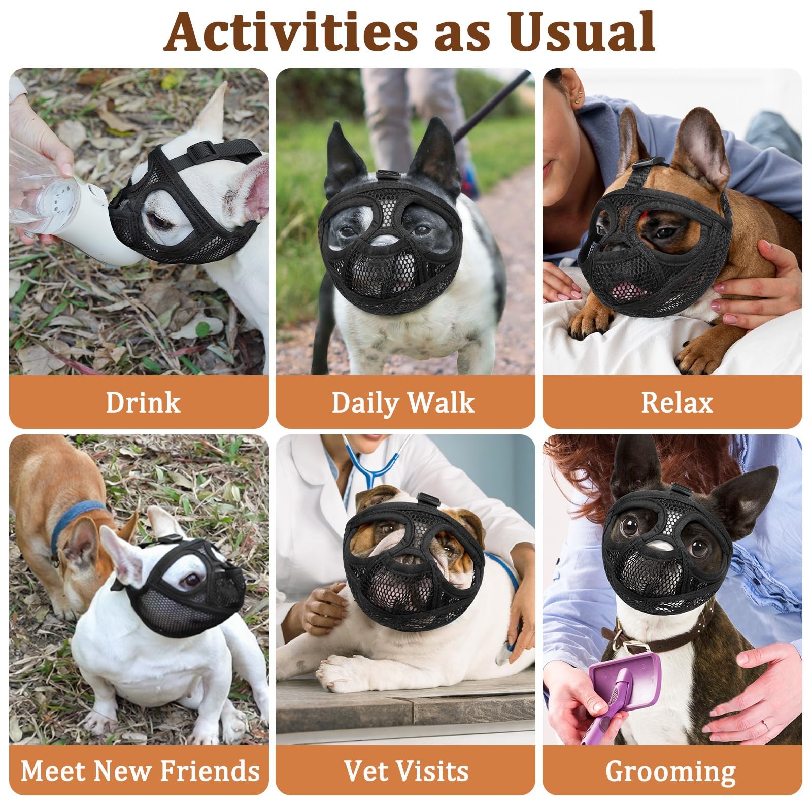 Mayerzon French Bulldog Muzzle, Mesh Short Snout Dog Muzzle for Flat-Faced Do...