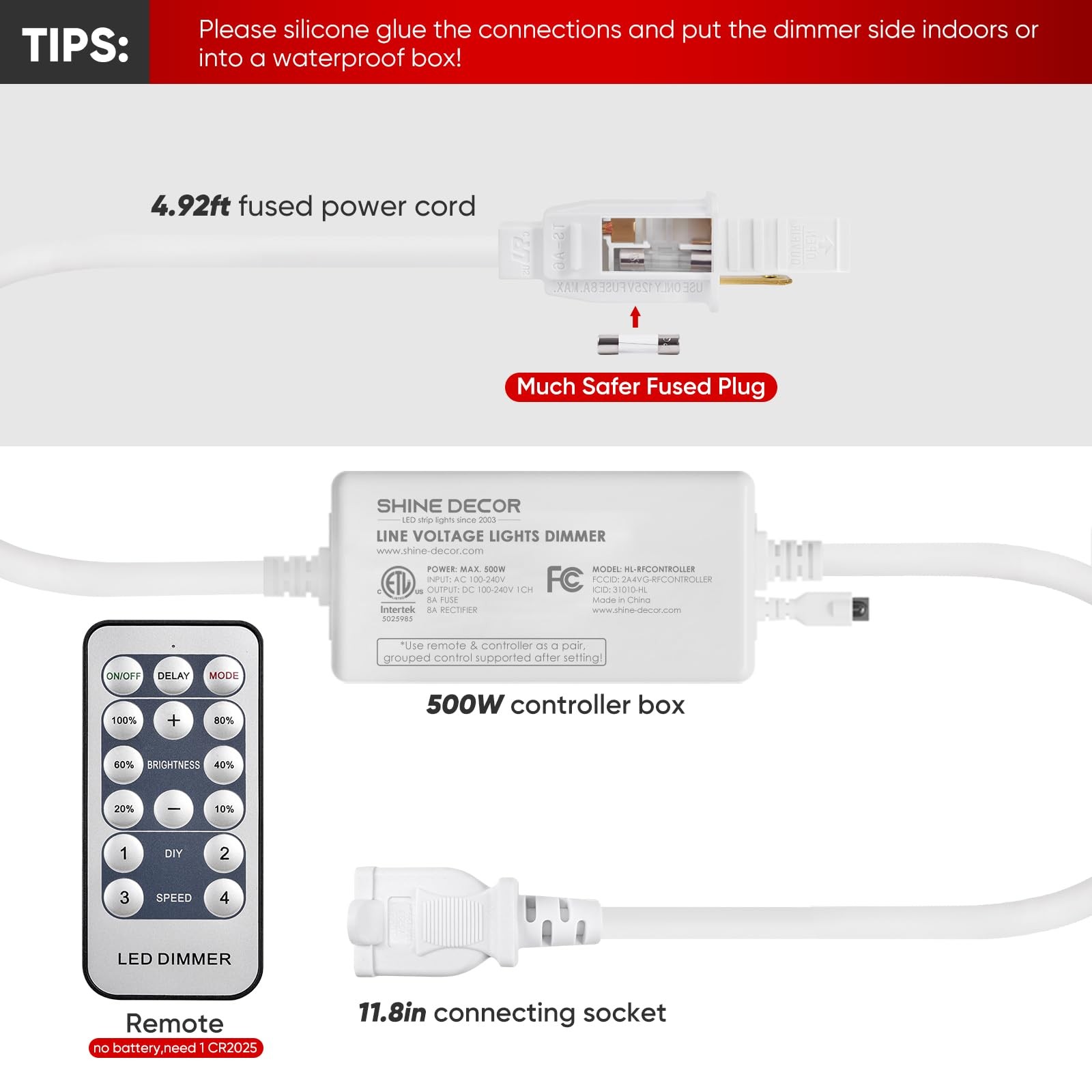 Shine Decor Dimmer Controller Pack Remote For All Shine Decor Led Strip Lights