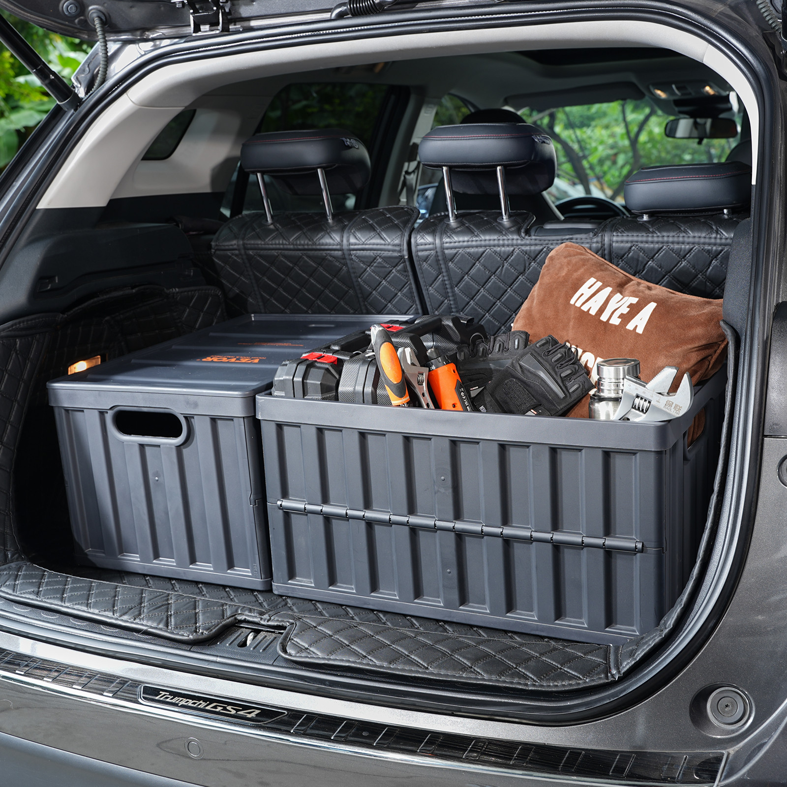 VEVOR Collapsible Storage Bins with Lids Folding Stackable Containers 65L 3-Pack