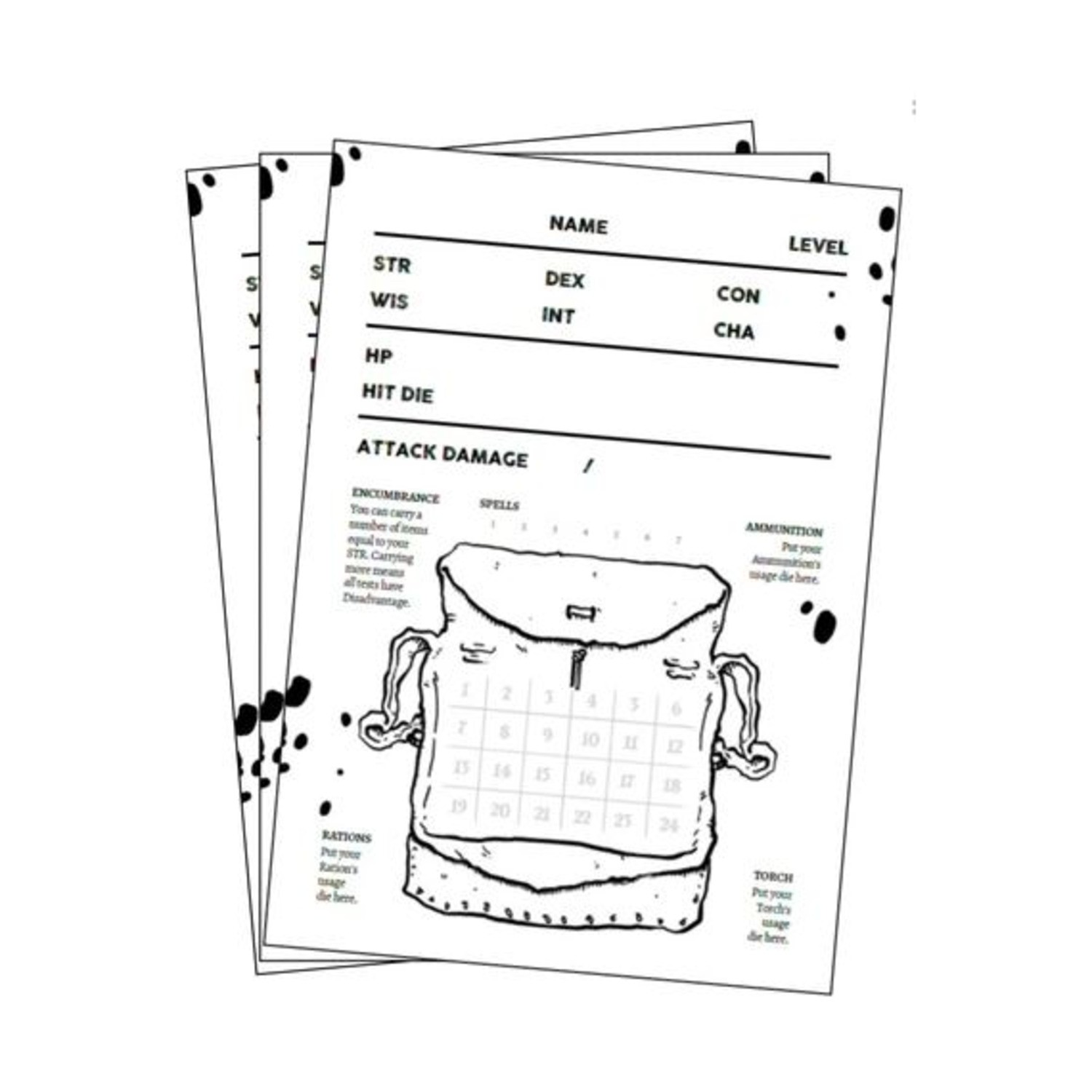 Square Hex RPG Fantasy Character Sheets (1st Ed) New